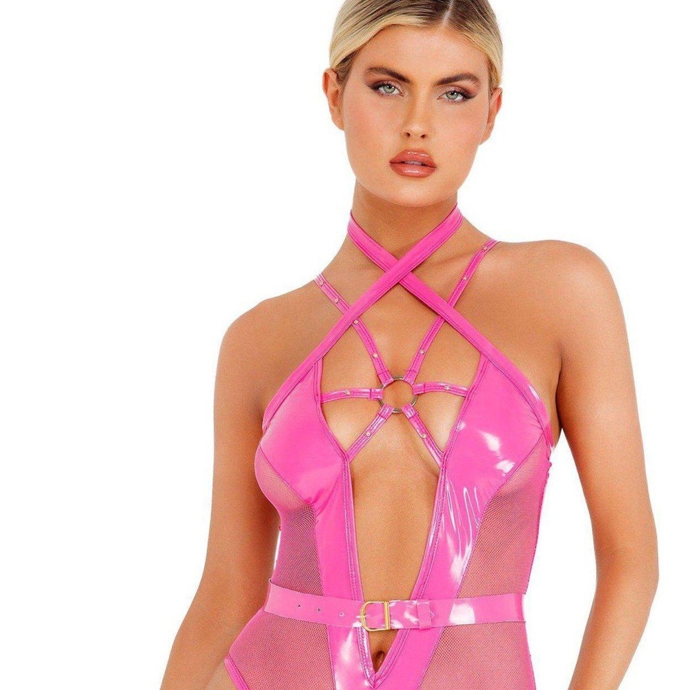Vinyl Strappy Bodysuit.
